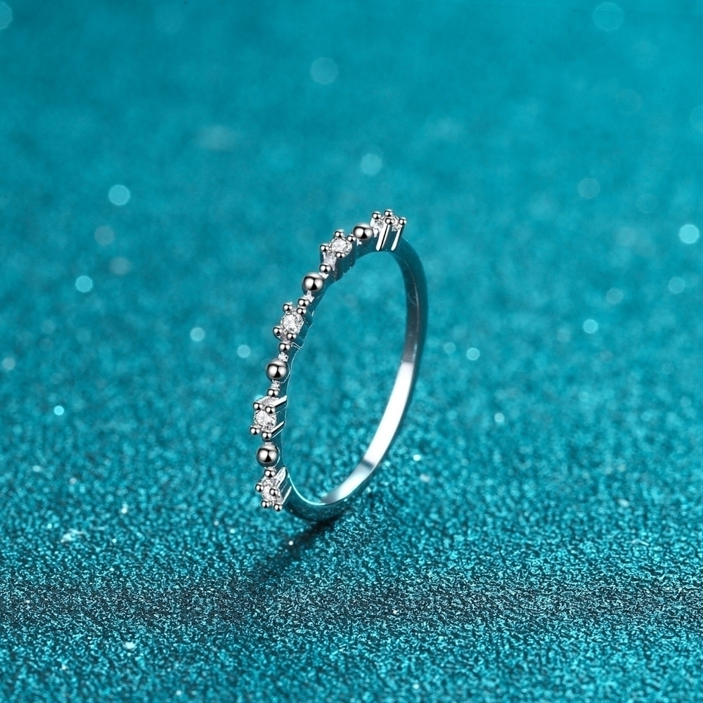 925 Sterling Silver Moissanite Half Infinity Ring Band Engagement Promise New